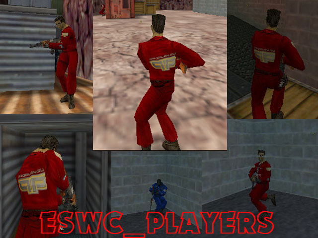 Набор красных и синих моделей игроков ESWC